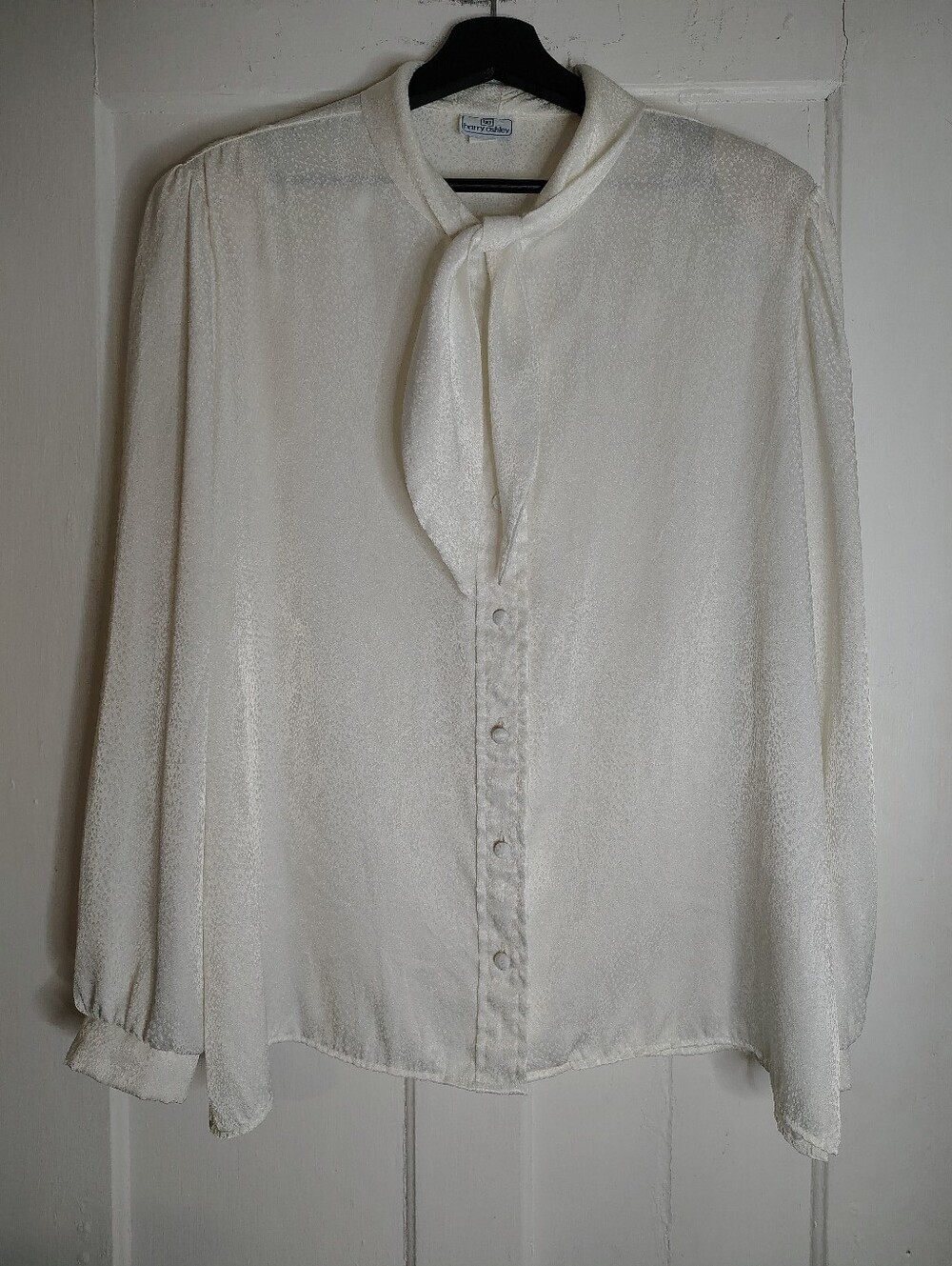 Vintage 1980s Barry Ashley White Dot Pattern Secretary Blouse Womens Size 18/XL